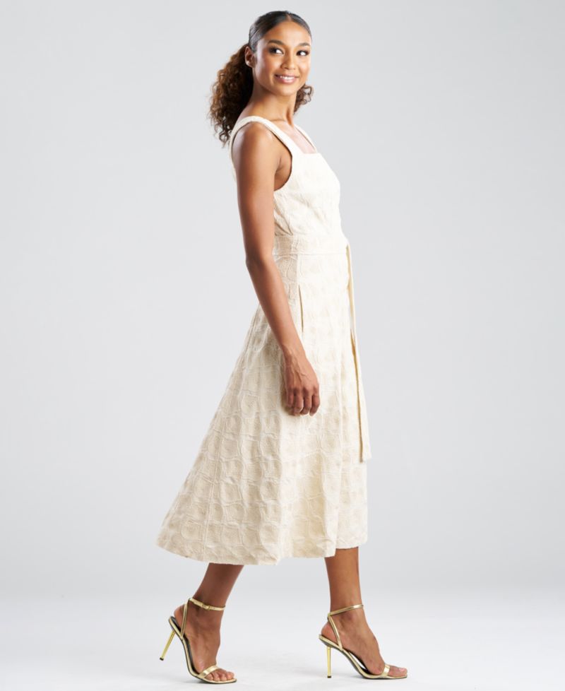 Women's Spiral Embroidered Square Neck Maxi Dress