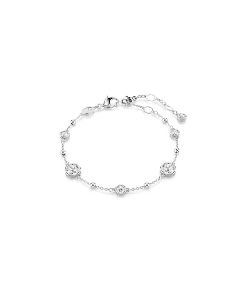 Round Cut, White, Rhodium Plated Imber Bracelet