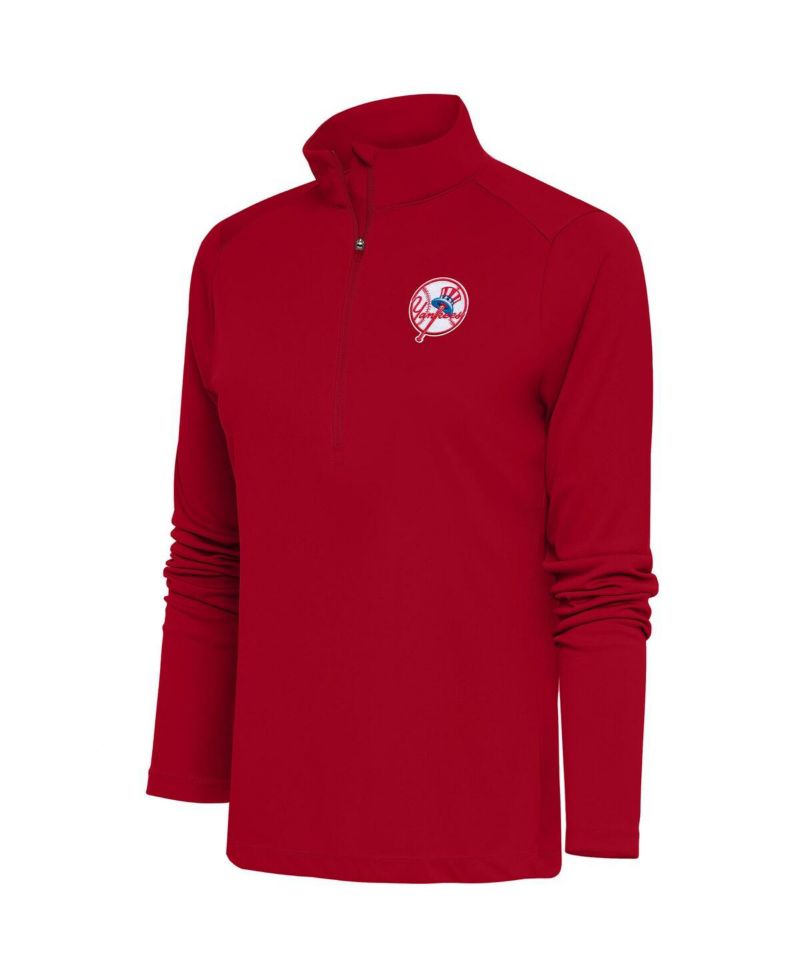 Women's Red New York Yankees Cooperstown Tribute Half-Zip Pullover Top