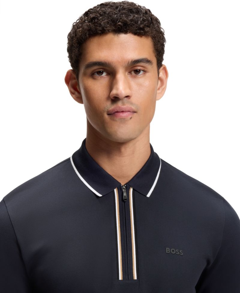 Men's Moisture-Wicking Stretch Cotton Slim-Fit Polo Shirt