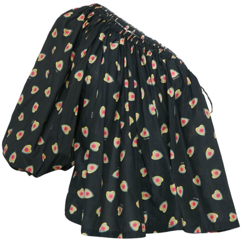 Women's Hearts Print Cotton One Shoulder Coeur Top