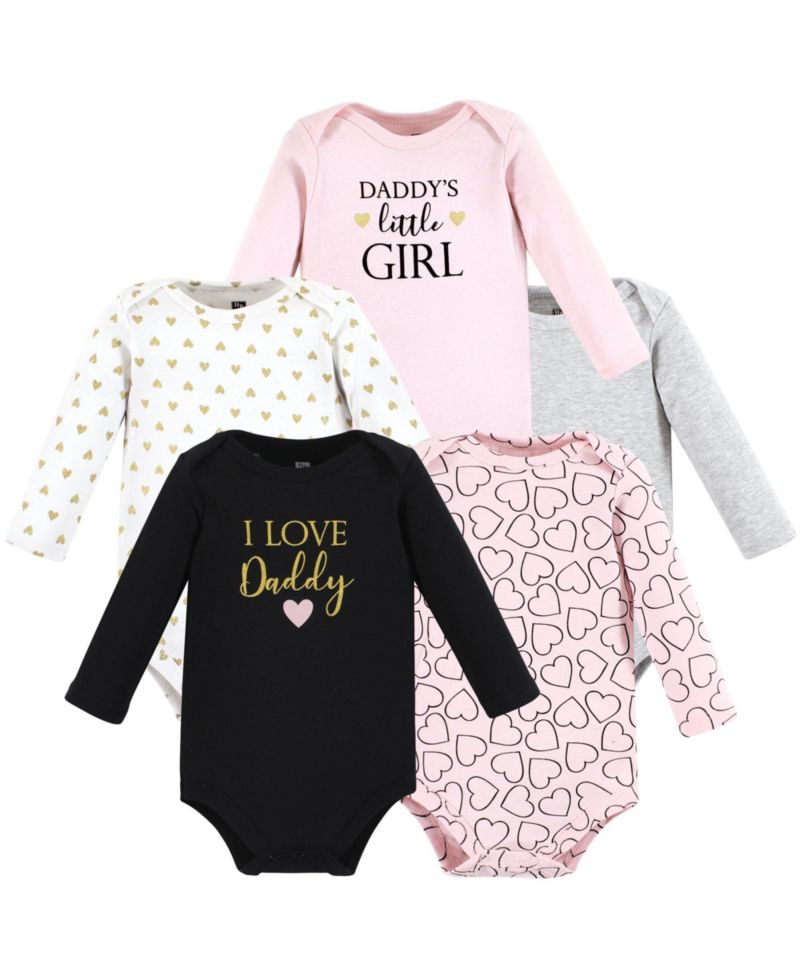 Baby Girls Hudson Cotton Long-Sleeve Bodysuits 5-Pack