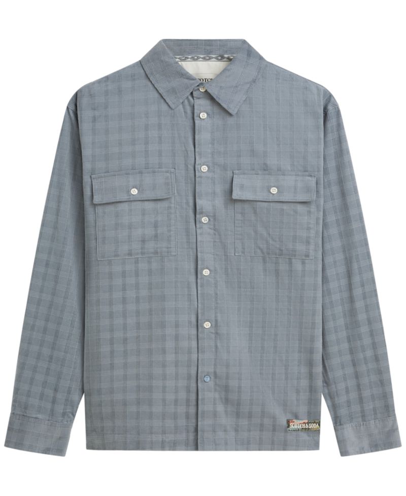 Men's Corduroy Checked Relaxed-Fit Long Sleeve Shirt