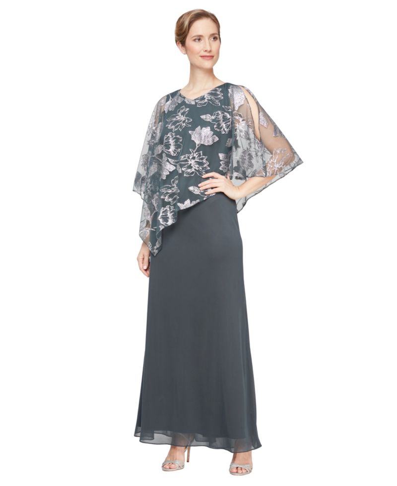 Petite V-Neck A-Line Ball Gown Dress