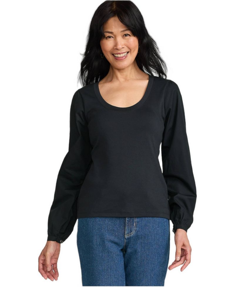 Women's Supima Interlock Scoop Neck Blouson Sleeve Top