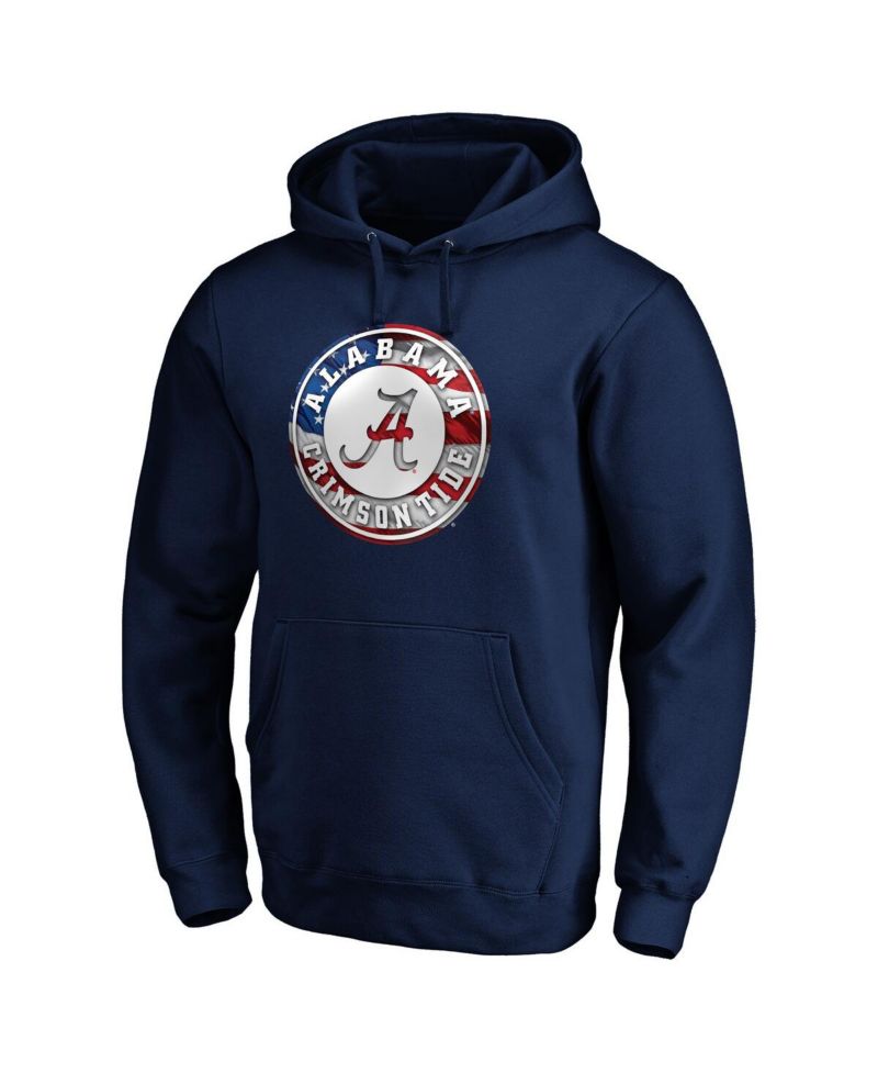 Men's Navy Alabama Crimson Tide Banner Wave Pullover Hoodie
