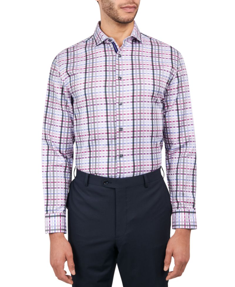 Men's Regular-Fit Dobby Plaid Dress Shirt