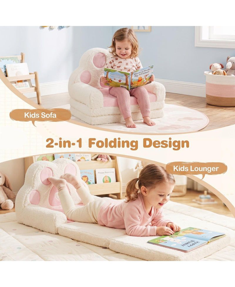 2-in-1 Convertible Kids Sofa and Lounger with Removable Washable Cover
