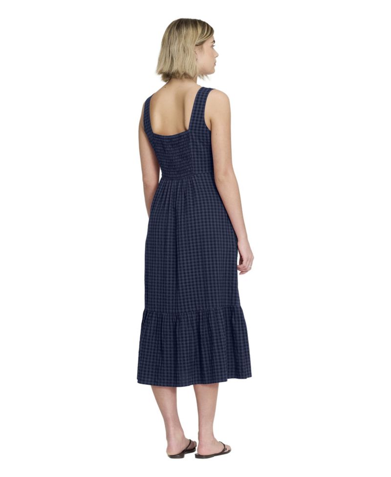Women's Cara Gingham Seersucker Sleeveless Midi Dress
