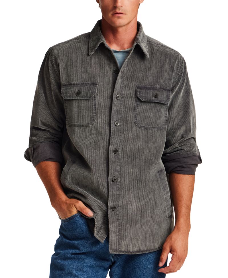 Men's Distressed Corduroy Overshirt Jacket