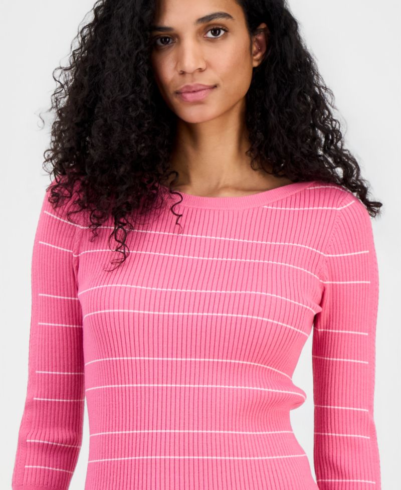 Women's Ribbed Boat-Neck Sweater