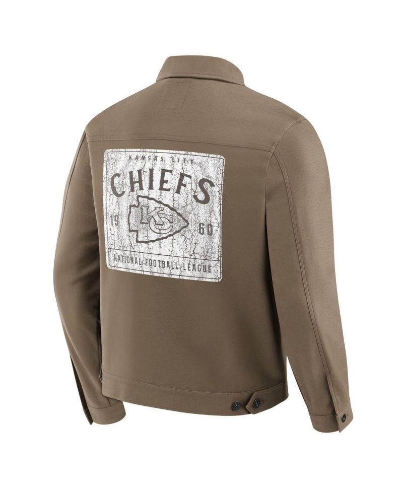 Men's Tan Kansas City Chiefs Trucker Full-Button Jacket
