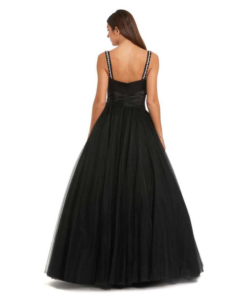 Women's Sweetheart Neck Tulle Ball Gown with Embellished Straps