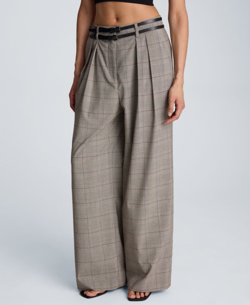 Women's Wide-Leg Double Belt Pants