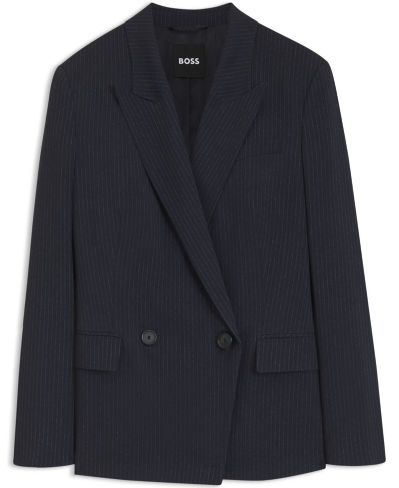 Women's Jaleto12 Double-Breasted Pinstripe Stretch Crepe Blazer