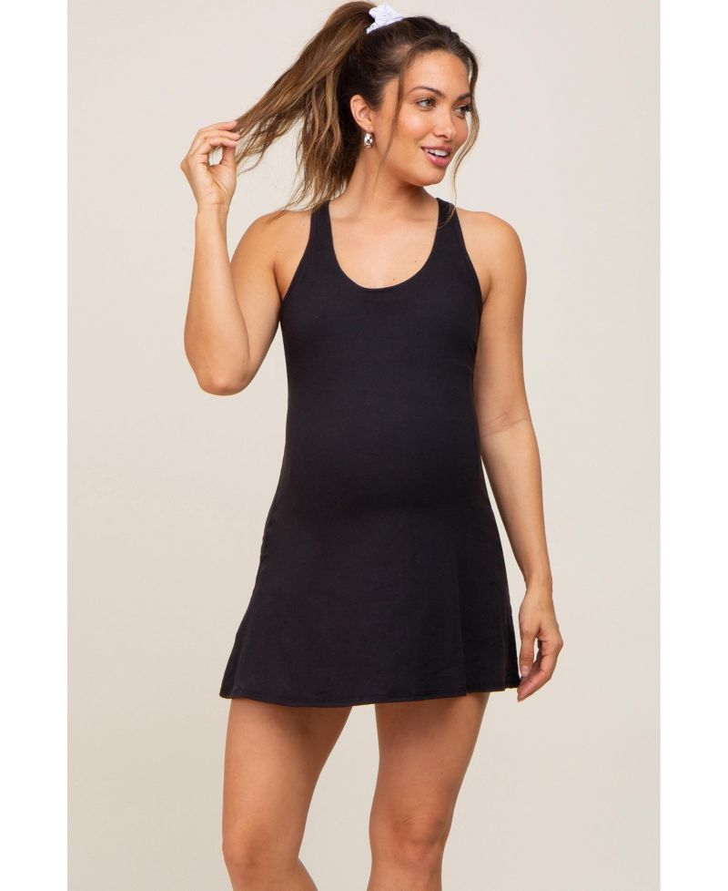 Women's Black Tennis Racerback Romper Dress