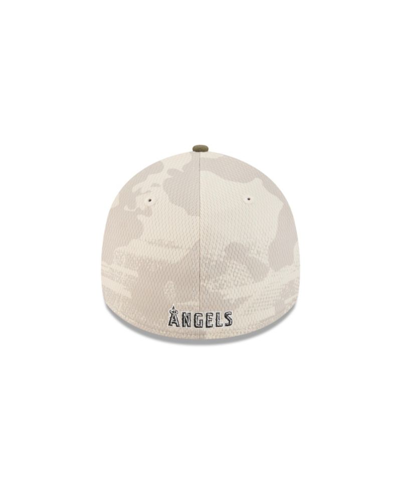 Men's Light Beige/Olive Los Angeles Angels 2025 Armed Forces Day 39THIRTY Flex Hat