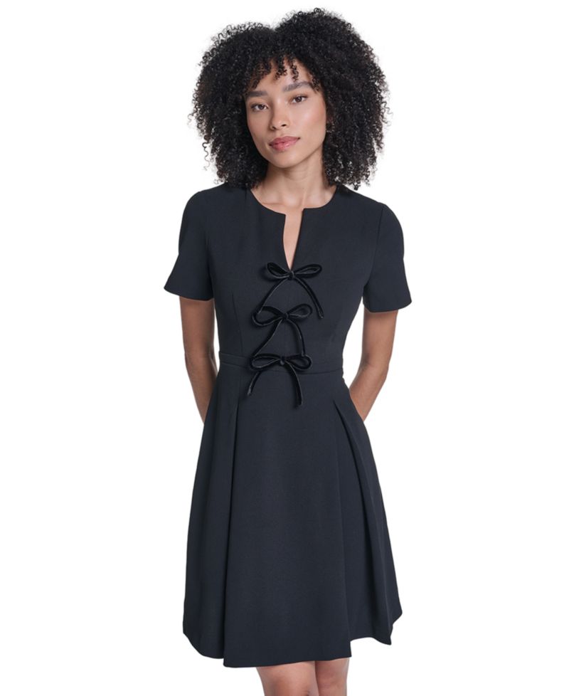 Women's V-Neck Fit & Flare Velvet Dress