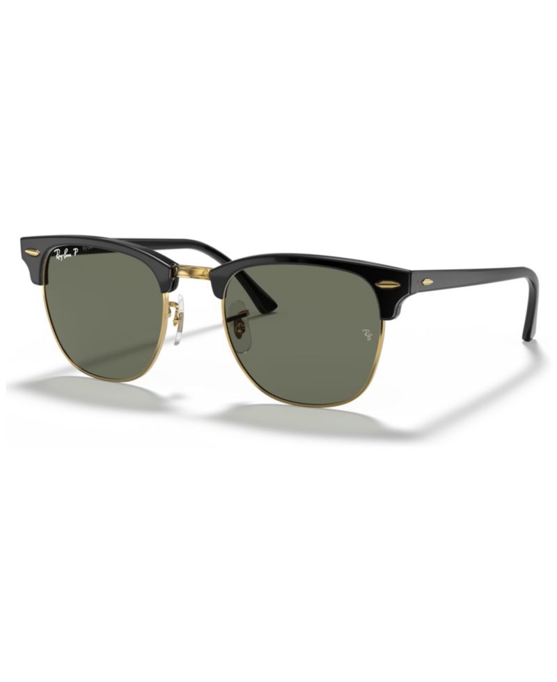 Unisex Polarized Low Bridge Fit Sunglasses, RB3016F CLUBMASTER CLASSIC 55