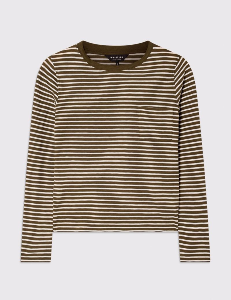 Women's Stripe Crew Neck Pocket Top
