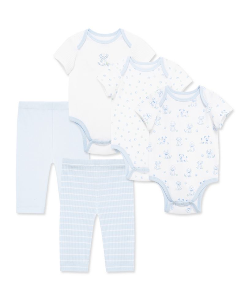 Baby Boys' Puppies Bodysuit and Pants, 5-Piece Set