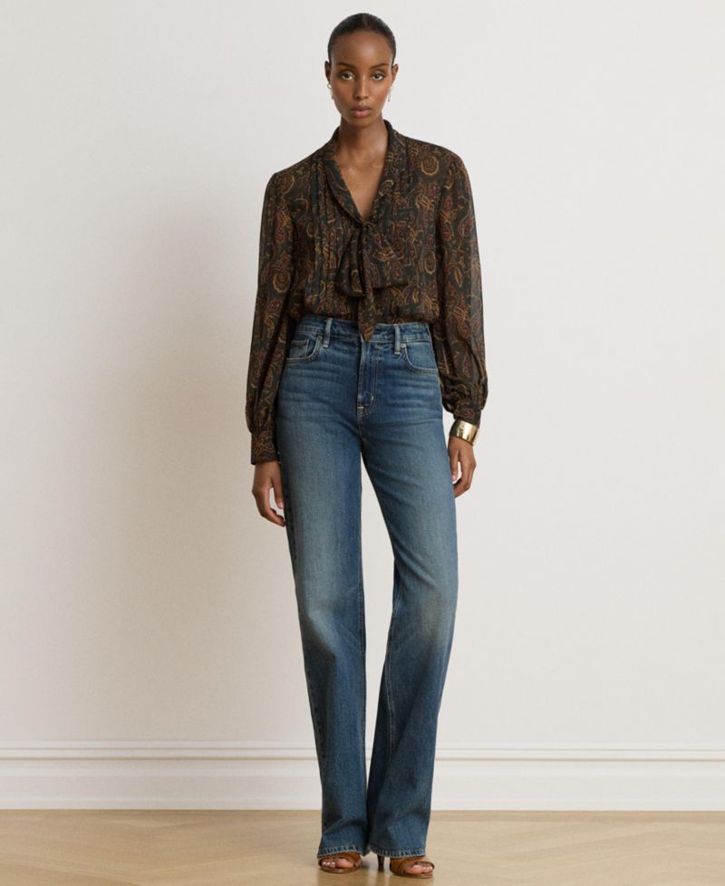 Women's Paisley Tie-Neck Blouse