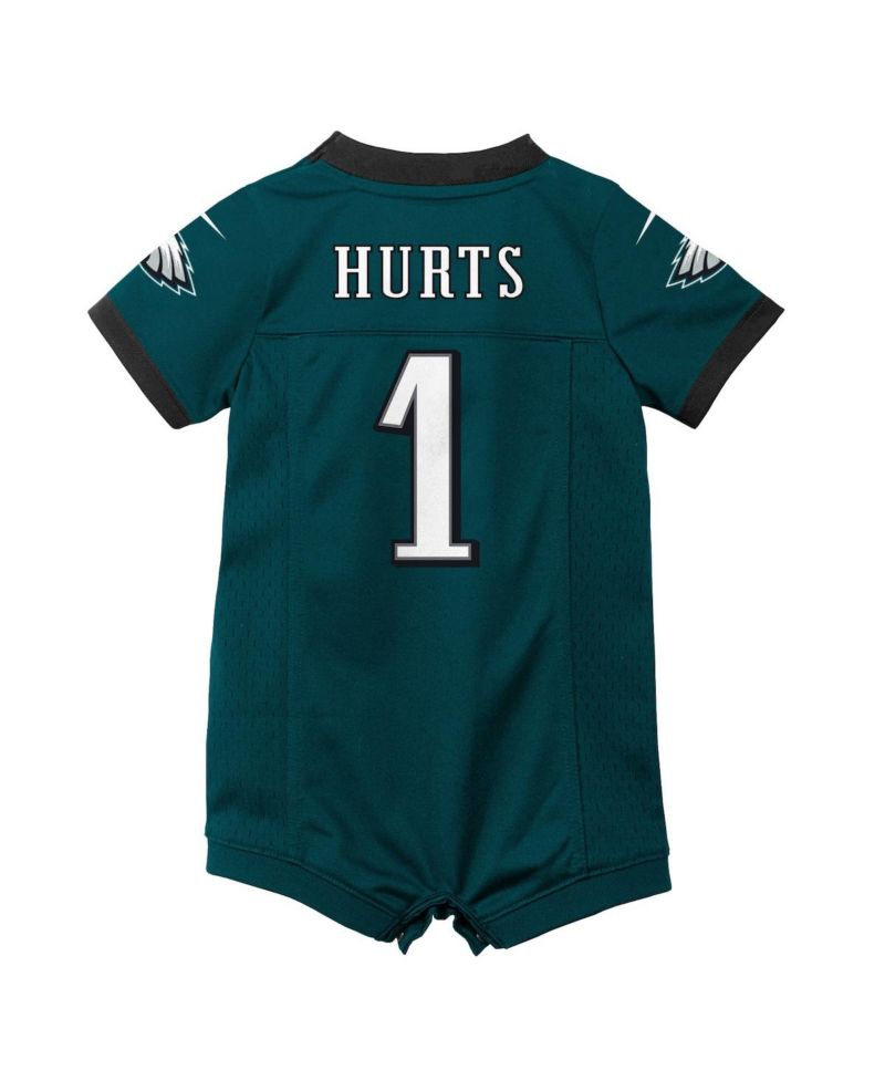 Newborn and Infant Boys and Girls Jalen Hurts Midnight Philadelphia Eagles Game Romper Jersey