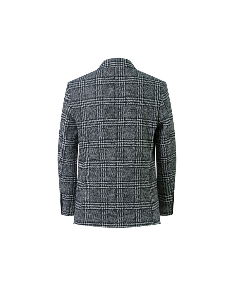 Boys Black Slim Fit Windowpane Blazers Sports Coat Jacket
