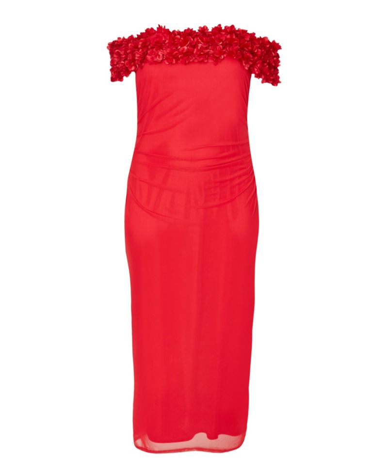 Women's Mesh Ruched Midaxi Dress