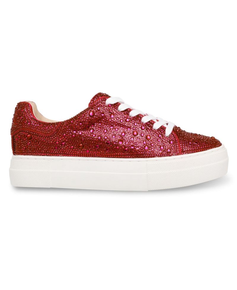 Betsey Johnson Sidny Lace-Up Rhinestone Platform Sneakers