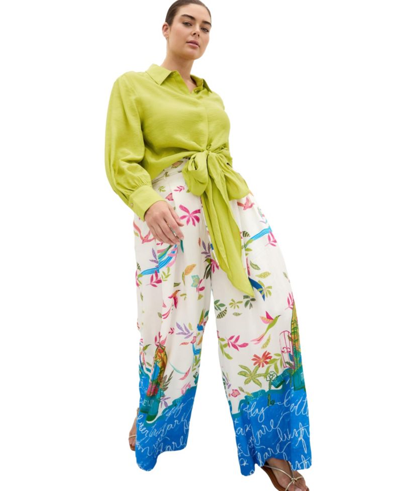 Women's Plus Size Free Spirit Print Wide Leg Pant