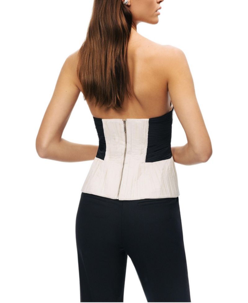 Women's Structured Strapless Contrast Bustier Top