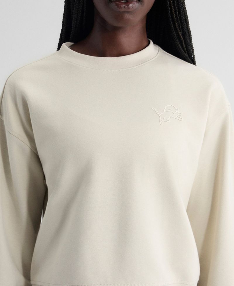 Women's Stone Detroit Lions Oversized Clutch Tri-Blend Sweatshirt