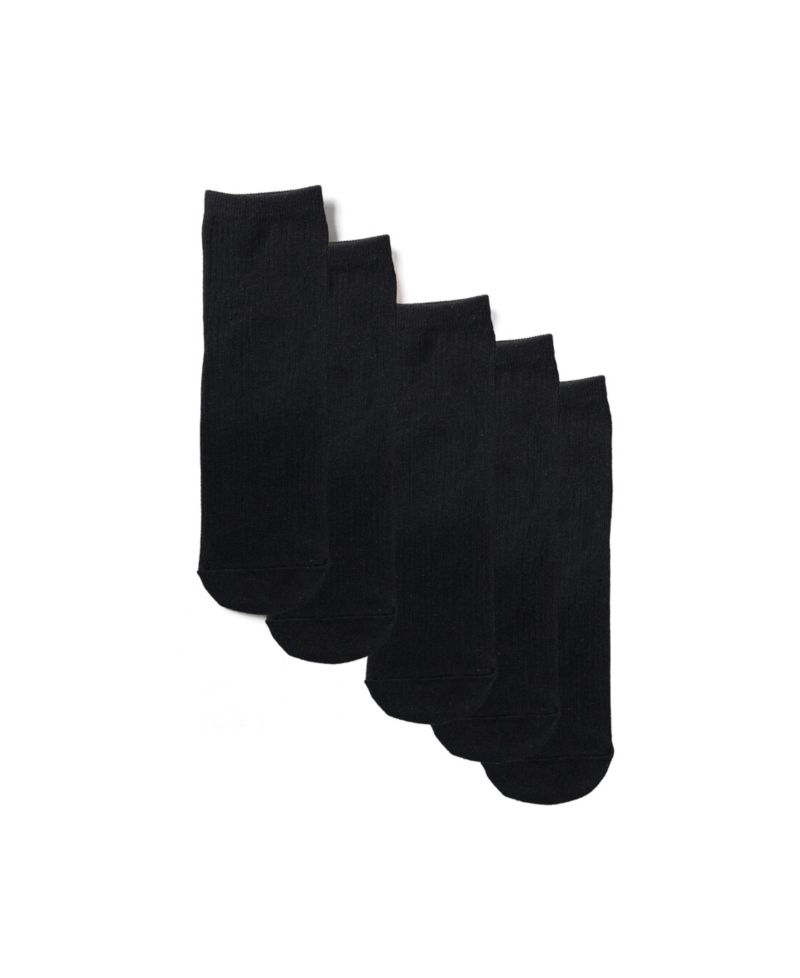 Women's Ribbed Cotton-Blend Ankle Socks, 5-Pack
