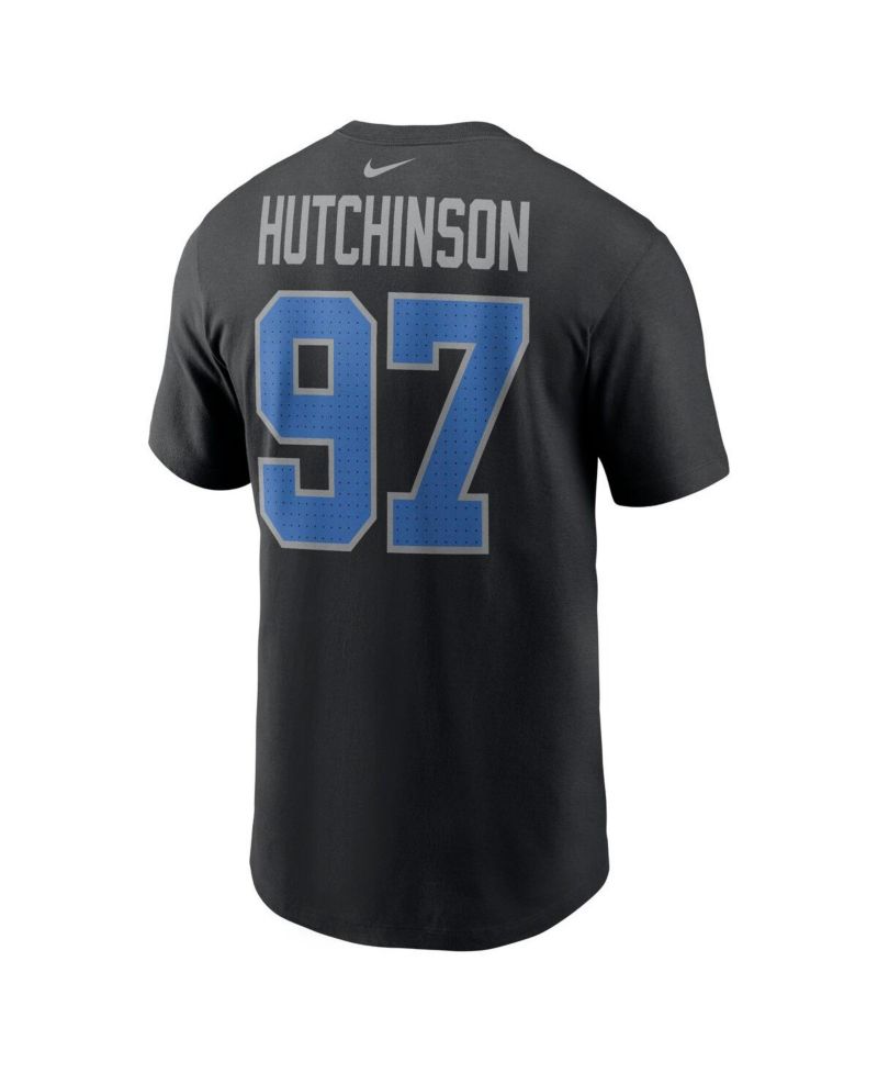 Nike Men's Aidan Hutchinson Black Detroit Lions Player Name & Number T-Shirt
