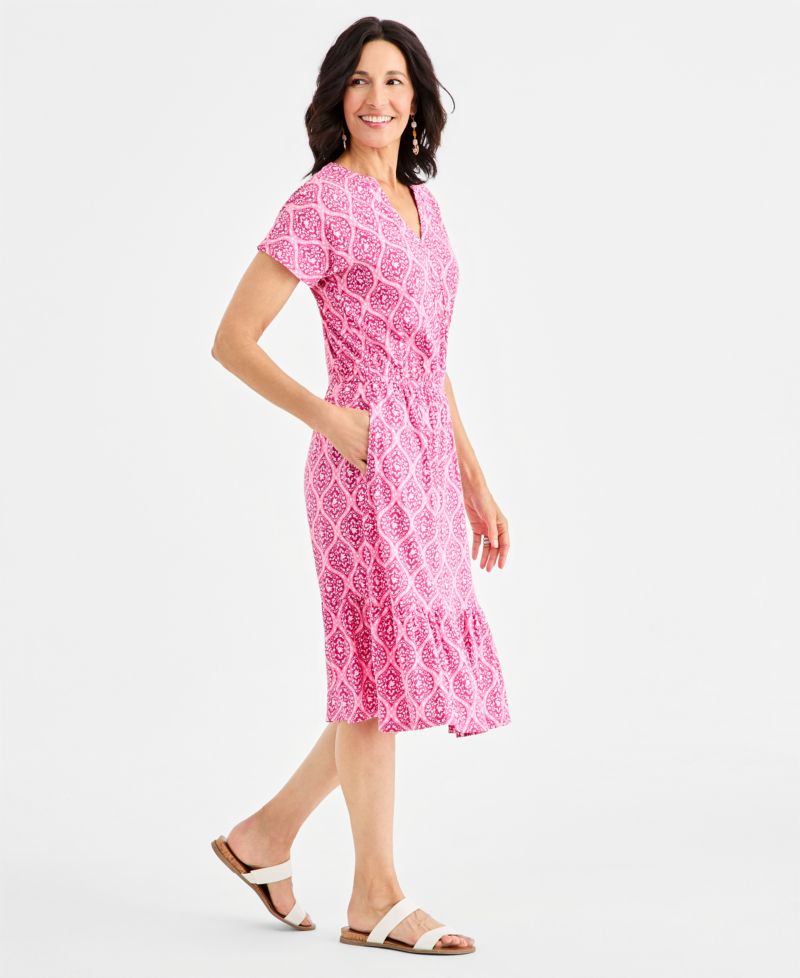Women's Printed Short-Sleeve Knit Dress
