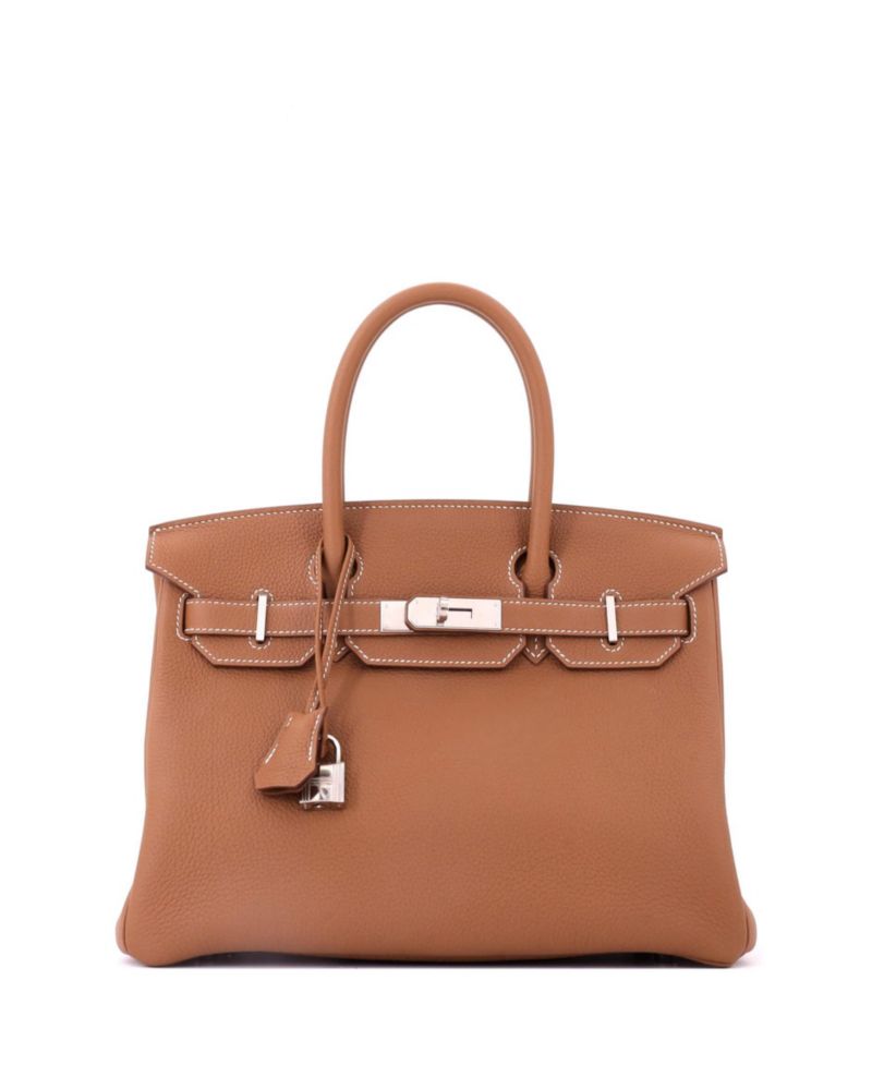 Birkin 30 Handbag Brown Togo with Palladium Hardware