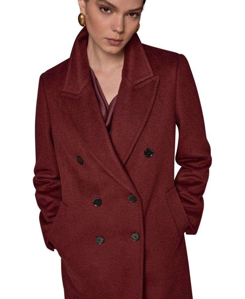 Women's Double-Breasted Long Wool-Cashmere Blend Coat