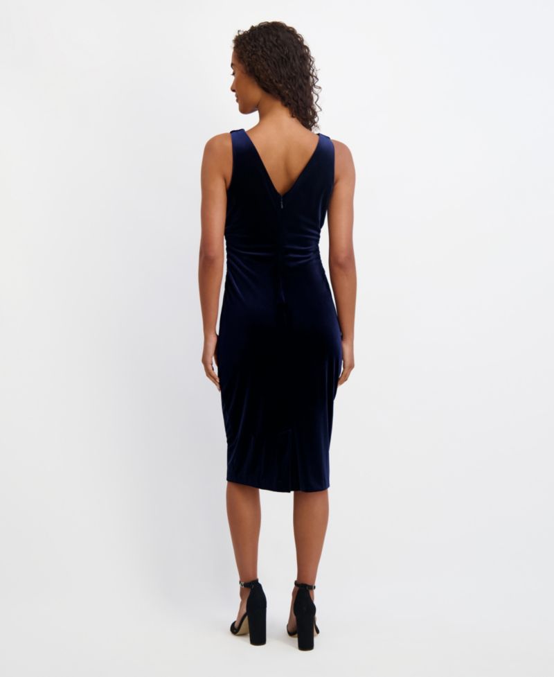 Women's Cowlneck Sleeveless Velvet Dress