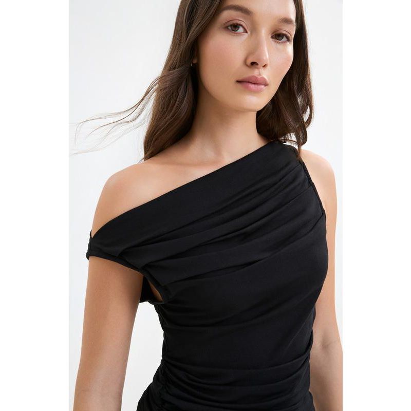 Women's Cooper Sleeveless Gathered Convertible Boat-Neck Jersey Top