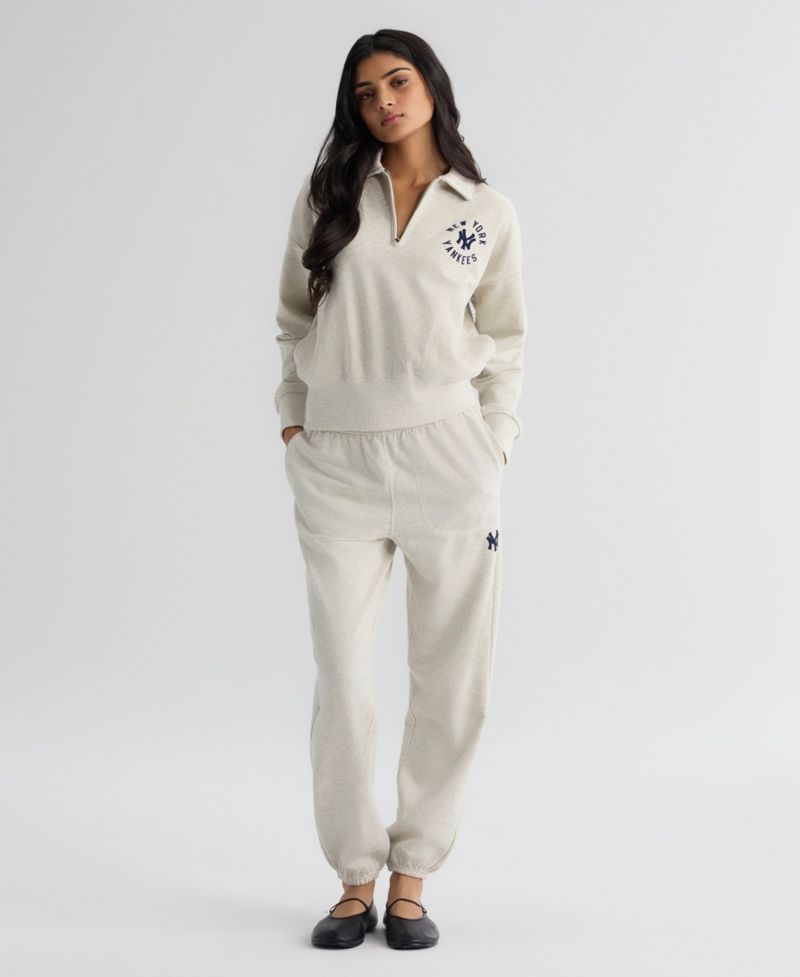 Women's New York Yankees Iconic Terry Quarter-Zip Cropped Sweatshirt