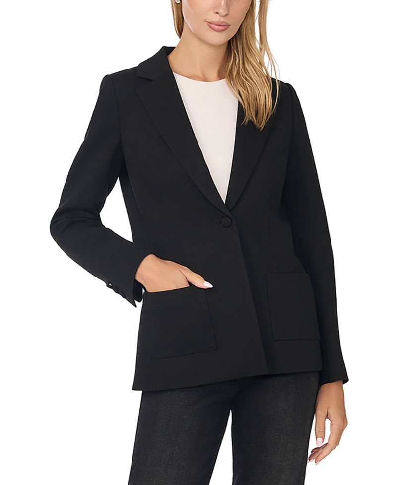 Women's Stretch Single-Breasted Blazer With Patch Pockets