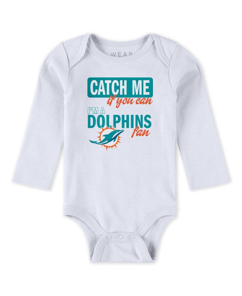 Baby Boys and Girls Newborn 3-Piece Miami Dolphins Turn Me Around Bodysuits and Pant Set