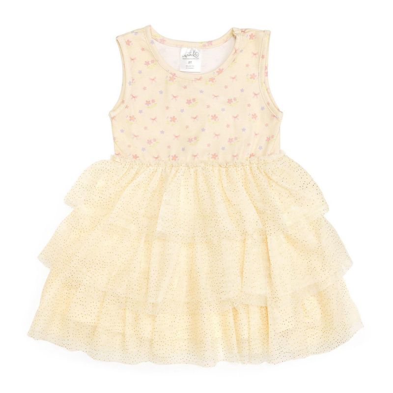 Little Girls Lemon Floral Tank Tutu Dress