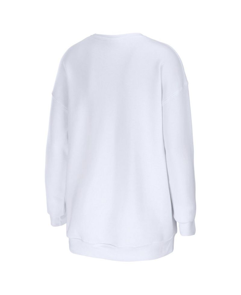 Women's White New Orleans Saints Oversized Pullover Sweatshirt