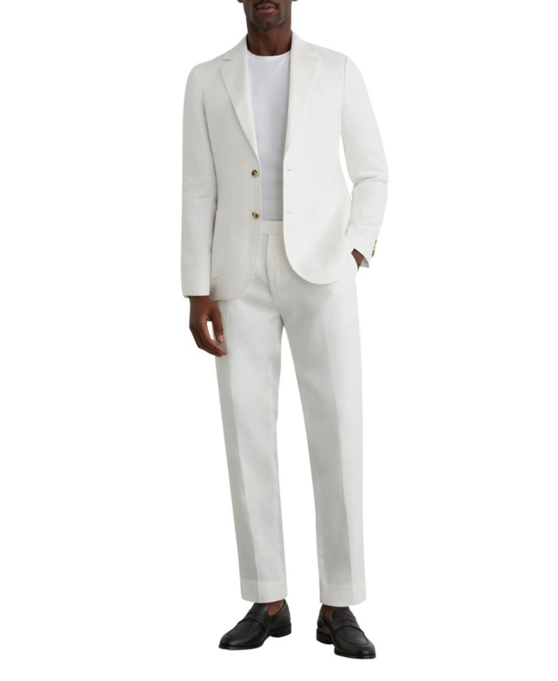 Men's Atlantic Linen Tailored-Fit Side Adjuster Waist Suit Pants