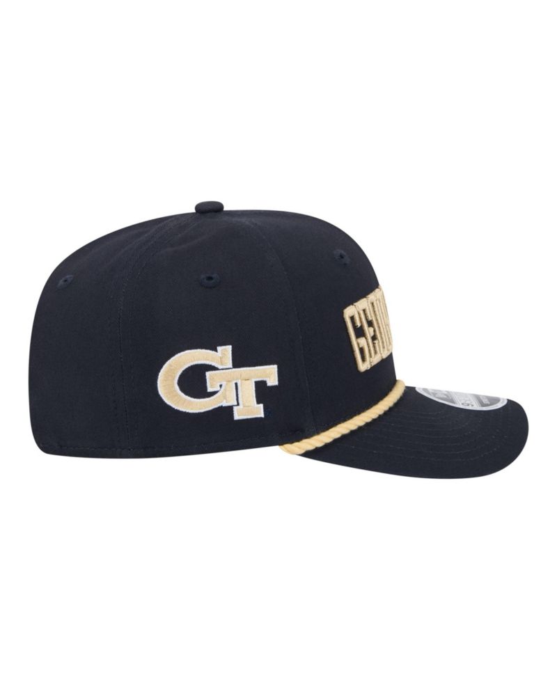 Men's Navy Georgia Tech Yellow Jackets Wordmark Rope 9SEVENTY Stretch-Snap Hat