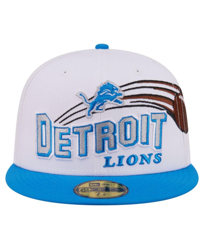 Men's White/Blue Detroit Lions Retro Swoop 59FIFTY Fitted Hat