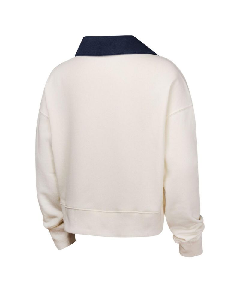 Big Girls White Boston Red Sox Ballpark Hit Collared V-Neck Pullover Sweatshirt
