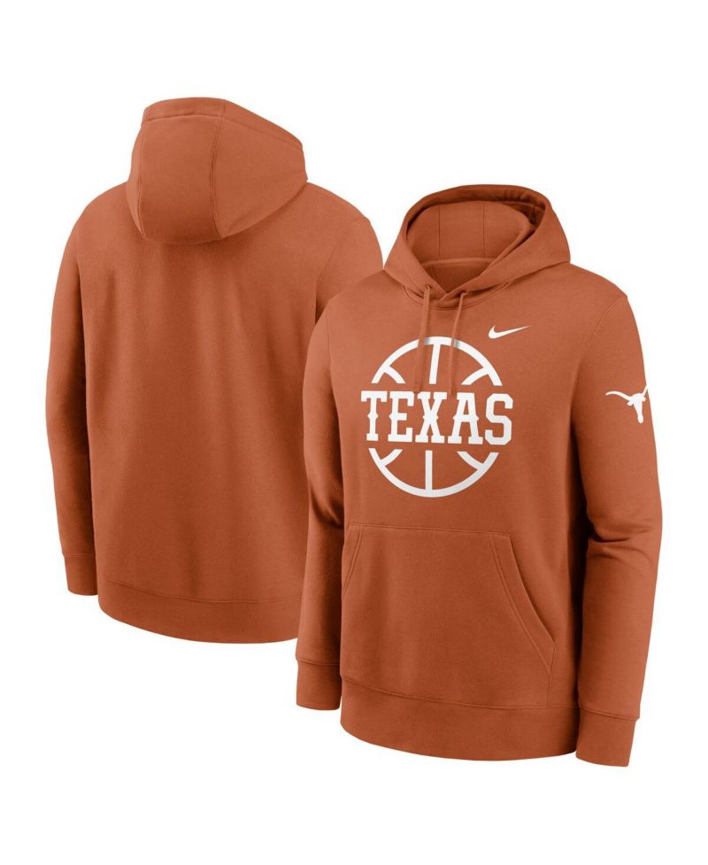 Men's Texas Orange Texas Longhorns Basketball Icon Club Fleece Pullover Hoodie